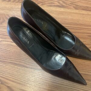 Prada Leather Heels Sleek Pointed Toes 9.5